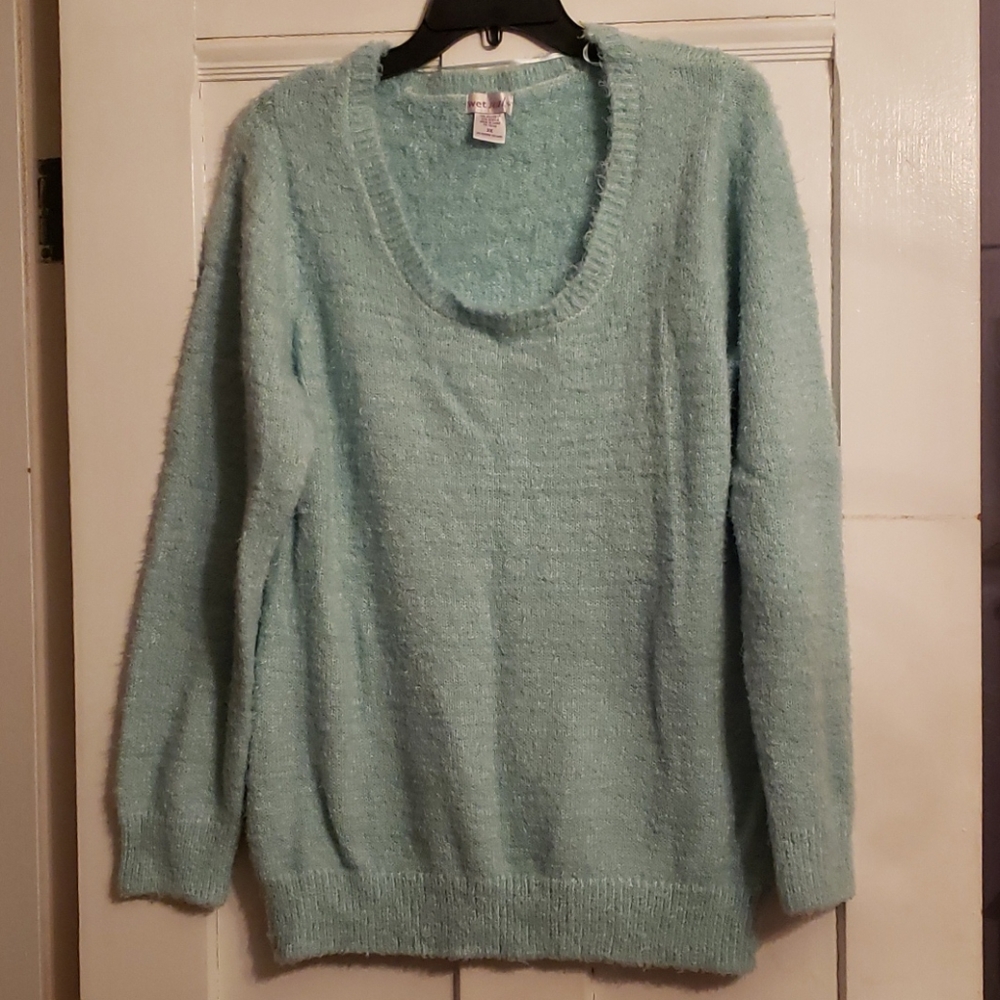 Mint Green Eyelash Sweater